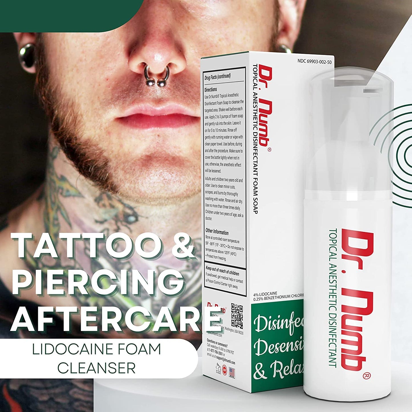 Tattoo & Oiercing numbing foam soap